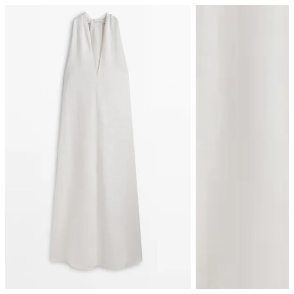 NWT. Massimo Dutti White Midi Dress with Criss-Cross Detail at the Back. Size S. - Picture 5 of 12
